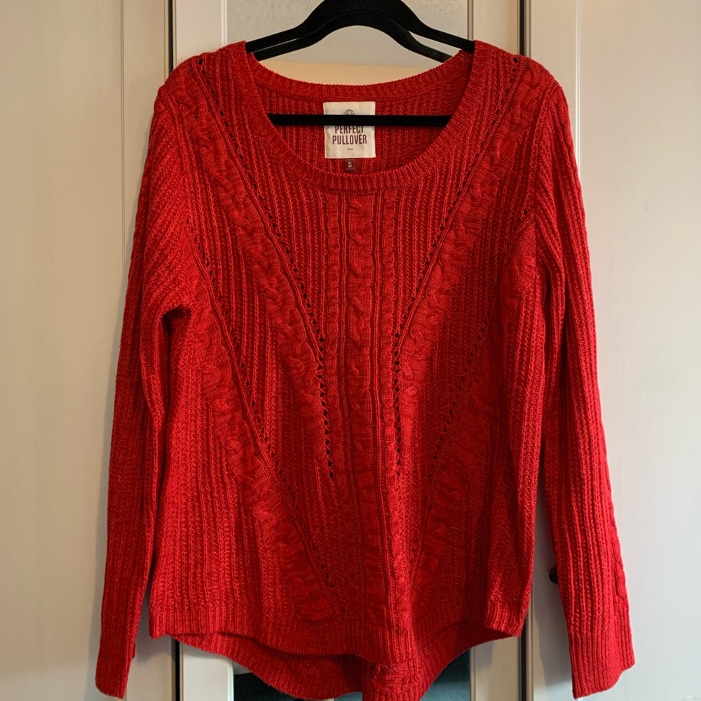 Pullover Knit Sweater (Red)